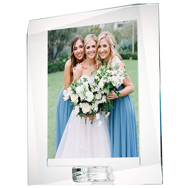 DONOUCLS 5" x 7" Crystal Picture Frame with Gift Boxed Decorative Photo Frame for Home Wedding Gifts