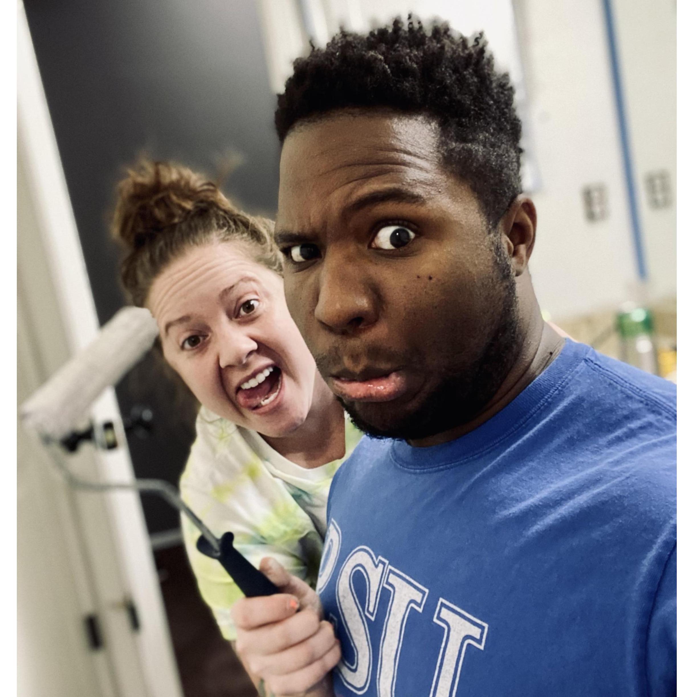 Josh helping Megan paint her first purchased home!