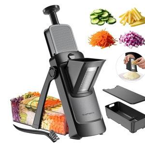 SUPMAKIN Safe Mandoline Slicer, Adjustable Vegetable Food Slicer and Chopper, Potato Fries Fry Cutter, Veggie Salad Chopper, New Kitchen Chopping Artifact Gifts (S4 Black)
