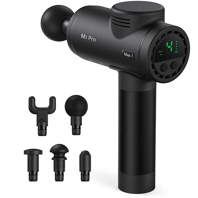 Massage Gun for Athletes Deep Tissue Percussion Fascia Massager for Soreness Relief, 15mm Amplitude 3,300 Percussions Power Neck Back Massager in Gym, OPOVE M3 Pro Max, Black