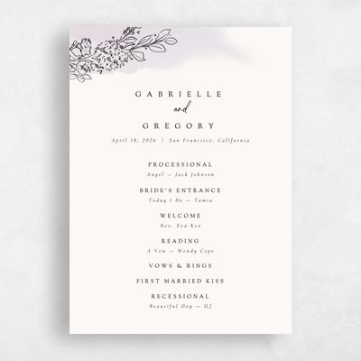 Light Lavender, Purple Wedding Program - Lorraine