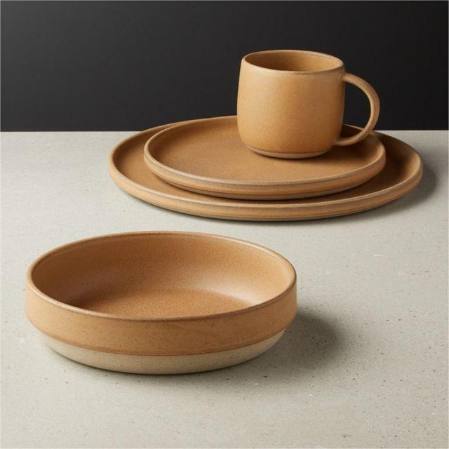 4-Piece Axel Caramel Place Setting with Pasta Bowl