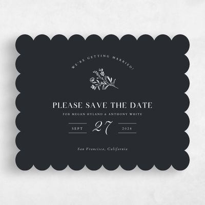 Black Scalloped Wedding Save the Date - Bellisi Landscape