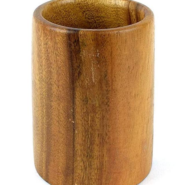 UPIT Wooden Kitchen Countertop Tool Utensil Holder Crock for Spoons Spatula Straw Cutlery Accessories Utinsels Storage, 4" x 6"
