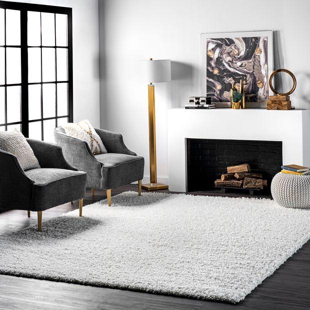White Shaggy Area Rug