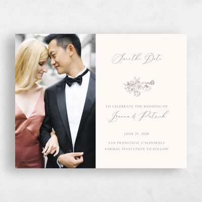 Beige Fall Wedding Save the Date - Abelli Photo