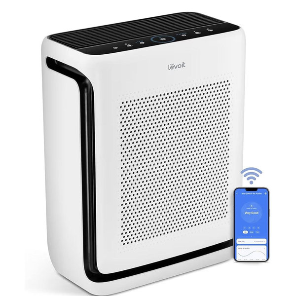 LEVOIT Air Purifiers for Home Large Room Up to 1875 Ft² with Washable Pre-Filter, AHAM VERIFIDE, Air Quality Monitor, HEPA Sleep Mode for Allergies, Pet Hair in Bedroom, Vital 200S-P, White