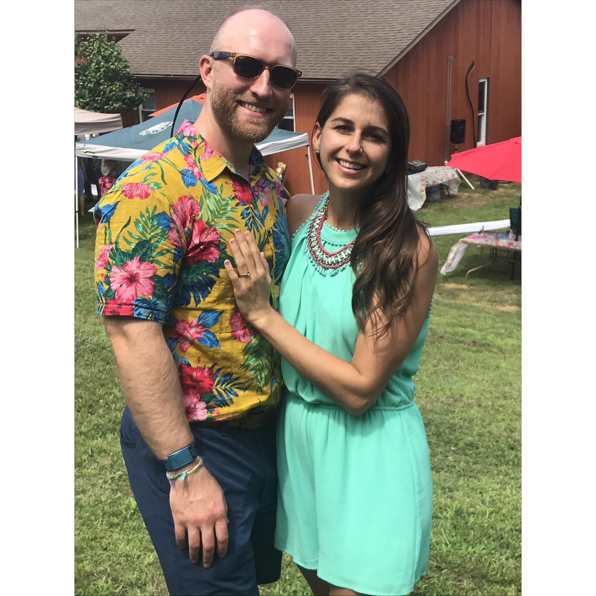 Celebrating our engagement with family at Laurie's Wedding, August 2020!