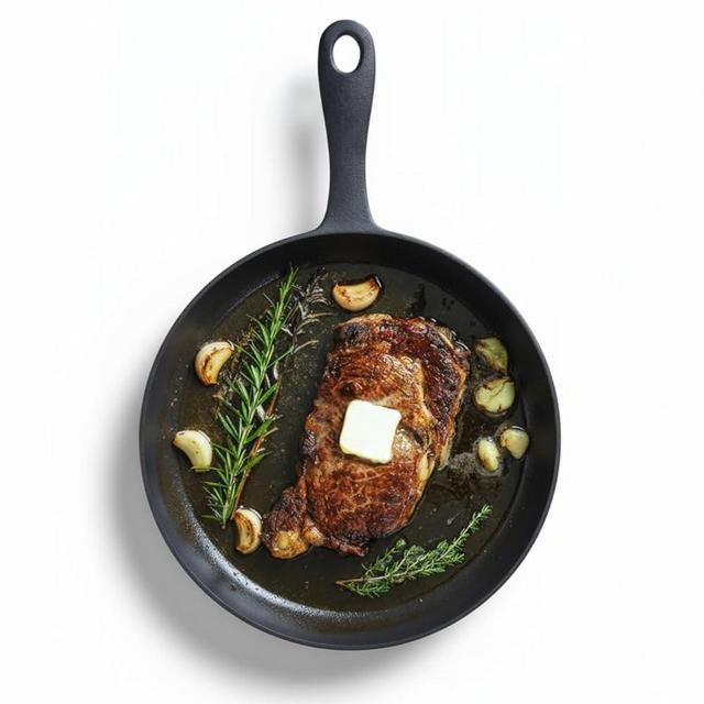 Flambo 12 Inch Cast Iron Skillet - Naturally Non-Stick, Pre-Seasoned Frying Pan, Smooth Nonstick Finish for Grilling, Frying, Sauteing, Searing, Baking - Use on Oven, Stove, Grill, or Campfire