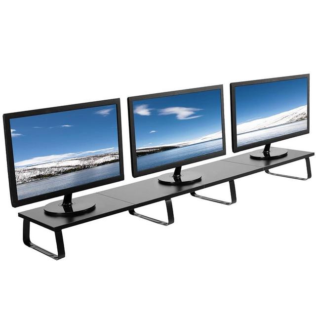 VIVO 55 inch Extra Long Monitor Stand, Wood & Steel Desktop Riser, Multi Screen, TV, Keyboard, Laptop, Ergonomic Desk and Tabletop Organizer, Black, STAND-V000D5