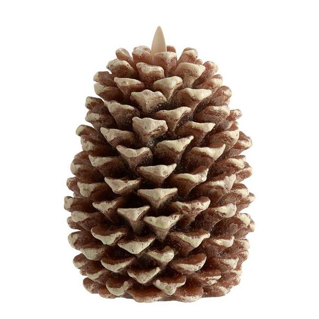 Premium Flickering Flameless Wax Pinecone Candle, Brown, Large, 4.5x6