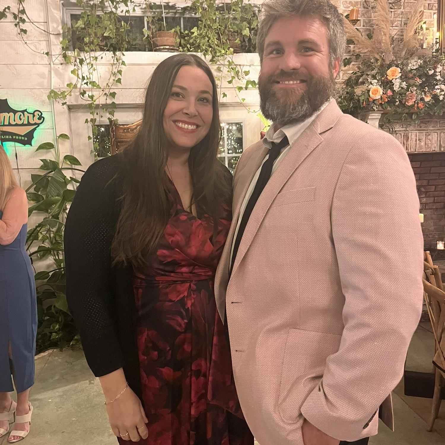 Claire and Rich at "family dinner" friends Jake and Jamie's wedding.