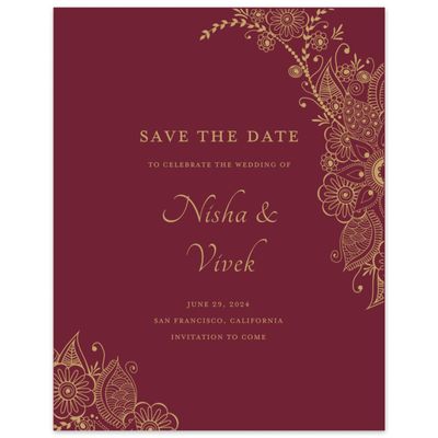 Purple Wedding Digital Save the Date - Sambac Portrait