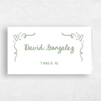 Pale Jade, Green Wedding Place Card - Gilda
