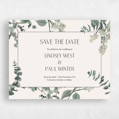 Cream, White Wedding Save the Date - Terian Landscape