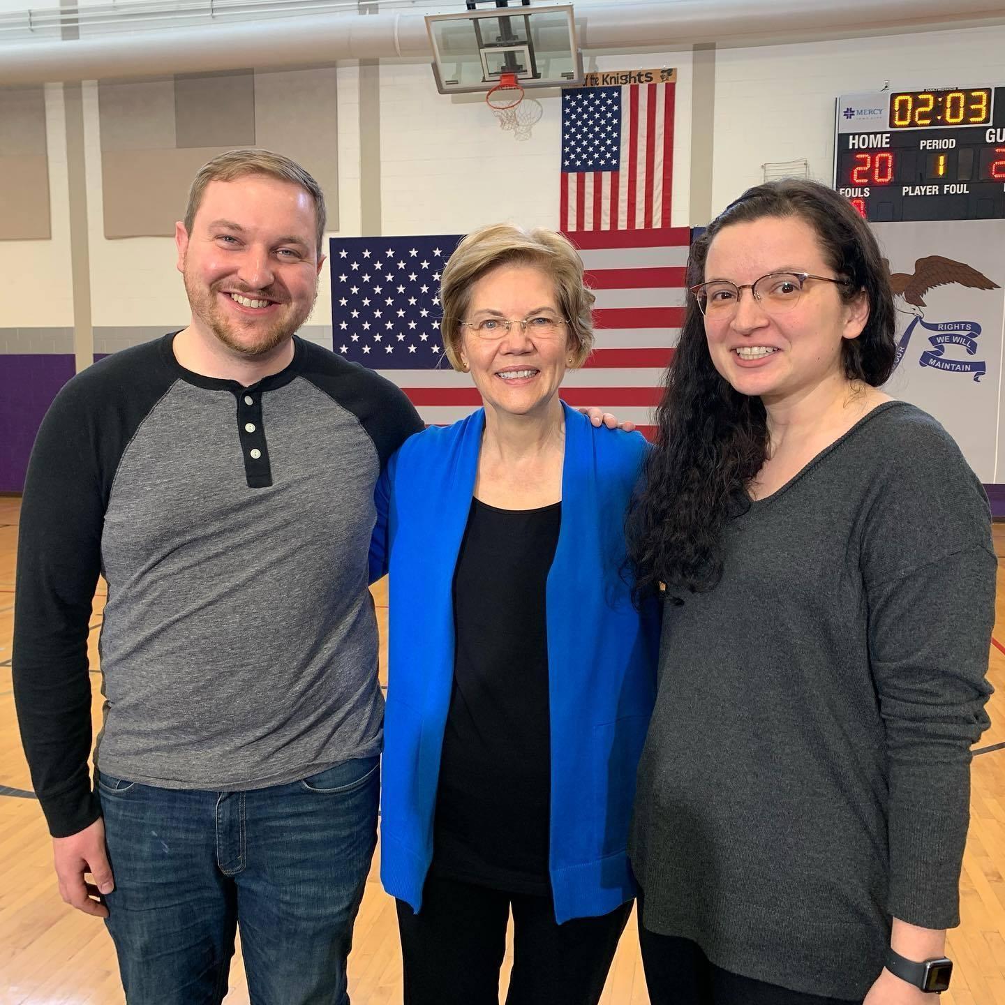 Meeting Elizabeth Warren on Cleo's birthday in 2019.