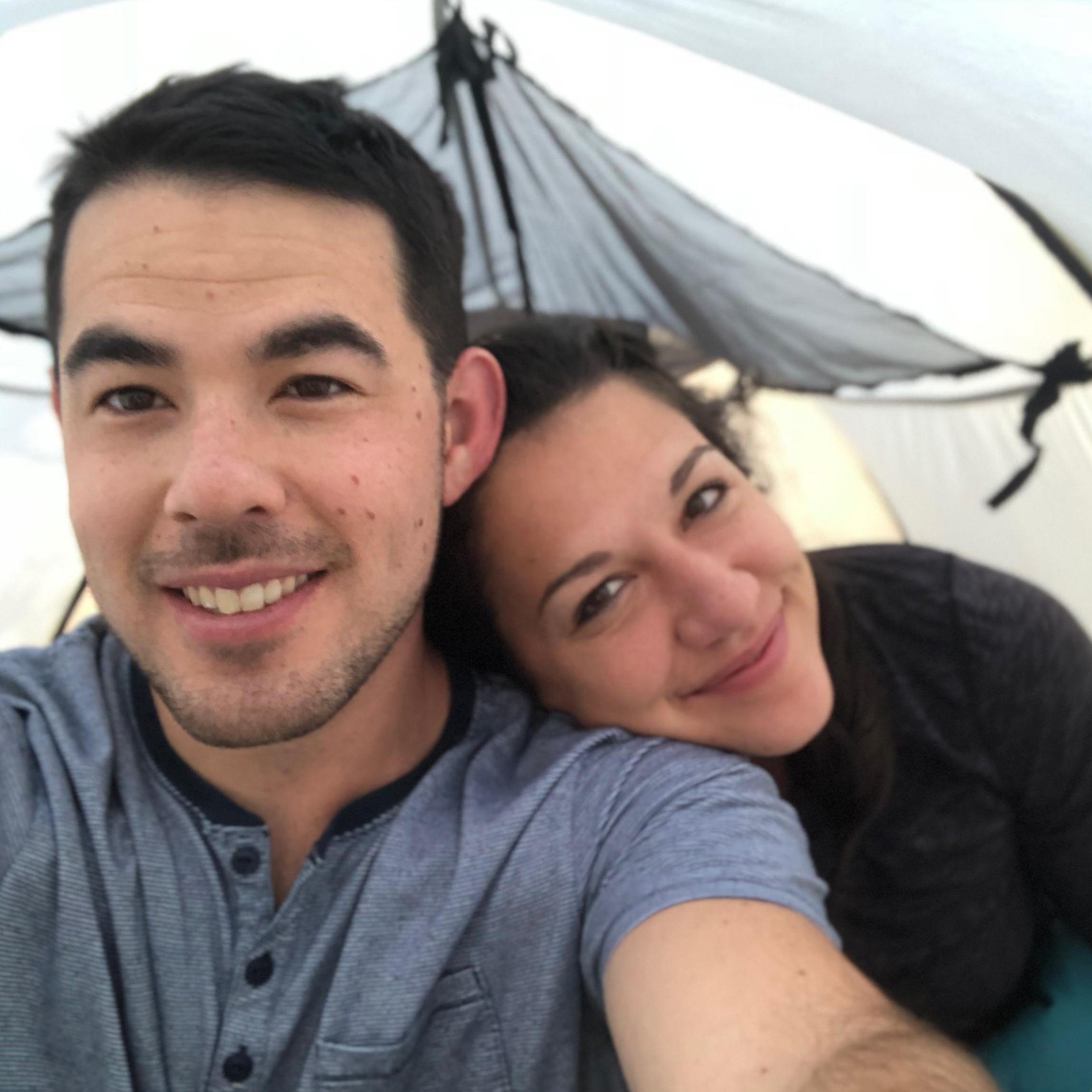 First camping experience together! Fresh eggs that morning. haha!
