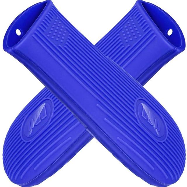 Cast Iron Handle Cover, 2 Pack Extra-Thick Silicone Heat-Resistant Cast Iron Skillet Pan Handle Cover, 5-inch Flat Grip Handle Holder Cover to Move Pans, Skillets from Oven, Stovetop, Burner