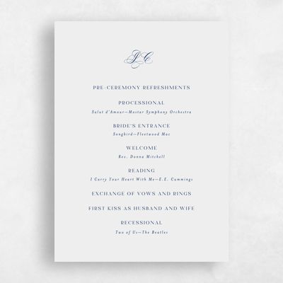 Bright Gray, Grey Wedding Program - Cortona