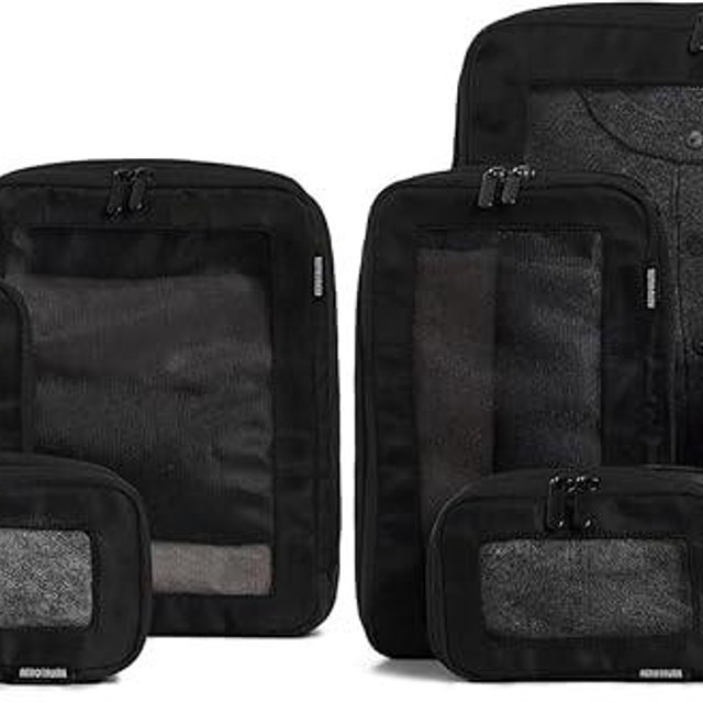 Aerotrunk Compression Packing Cubes for Travel - Luggage Organizer Bags - Double Zipper Packing Cubes for Suitcases (12-Pack, Black)