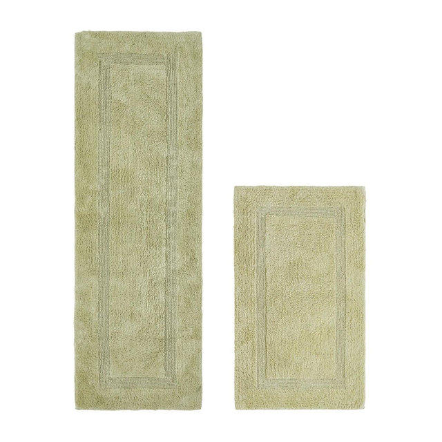 Better Trends Lux 100% Cotton Tufted Solid Reversible Bath Rug Set 2 PC - Sage