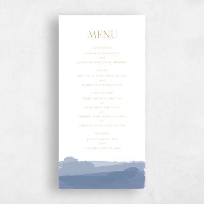 Blue Watercolor Wedding Menu - Saif