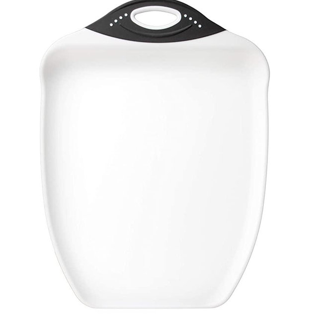 Dexas Chop & Scoop Cutting Board, 11 by 14 inches, White with Black Handle