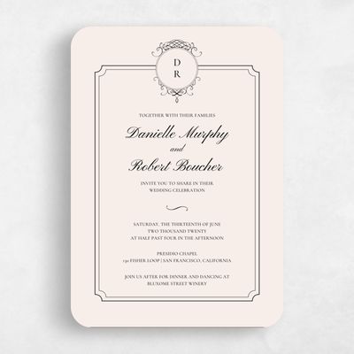 Beige Rounded Wedding Invitation - Malta Stamp