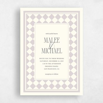 Lavender Mist, Purple Wedding Invitation - Luca Portrait