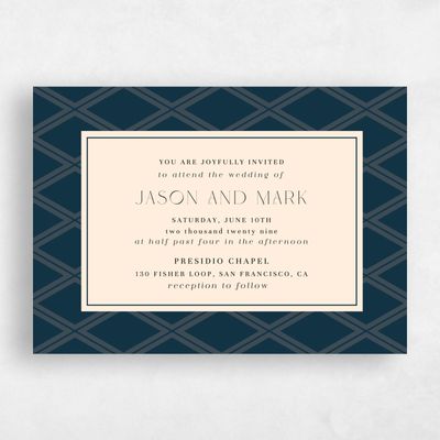 Deepest Teal, Blue Wedding Invitation - Diamant Landscape
