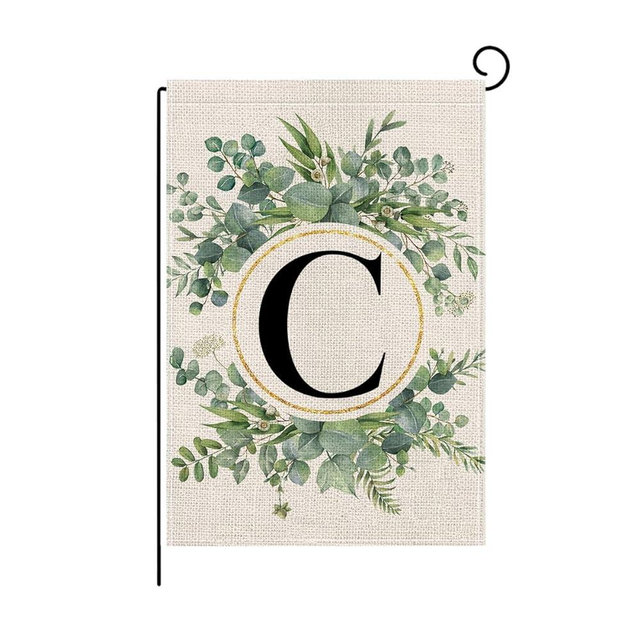 wyooxoo Monogram Letter C Floral Garden Flag 12x18 Inch Double Sided Outside Outdoor Family Last Name Initial Yard Flag (C)