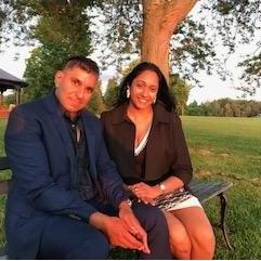 Enjoying the sunset at a friend's wedding.