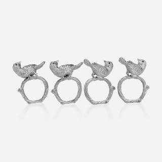 Platinum Bird Napkin Jewels, Set of 4