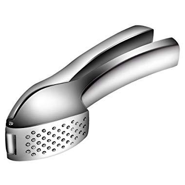 Garlic Press Crusher and Mincer with Sturdy Construction - Professional Food Grade, Rust proof, Easy Squeeze and Clean, Dishwasher Safe, By Venoya