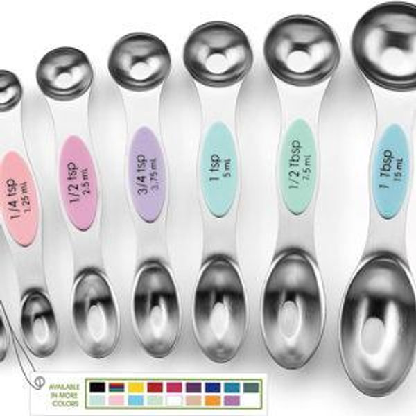 Spring Chef Stainless Steel Magnetic Measuring Spoons Set of 8 with Leveler, Metal Teaspoon & Tablespoon Measuring Spoons for Dry and Liquid Ingredients, Kitchen Gadgets for Baking & Cooking - Pastel
