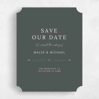 Green Ticket Wedding Save the Date - Keanu Classic