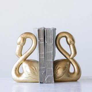 Gold Resin Flamingo Bookends