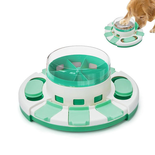 Potaroma Dog Puzzle Toy 2 Levels, Slow Feeder for Dogs, Dog Food Treat Feeding Toys for IQ Training, Dog Entertainment Toys for All Breeds (Green White)