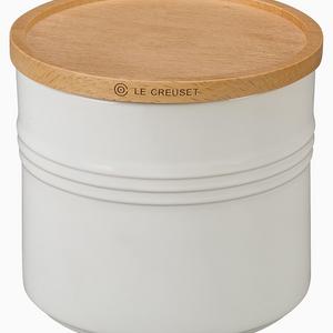 Le Creuset Stoneware 5 1/2&quot; Canister with Wood Lid, 1 1/2 quart, White
