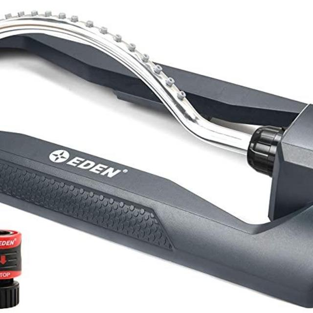 Eden 94114 Oscillating Sprinkler for Lawn and Garden W/Quick Connect Starter Set, 18 Nozzles, Covers up to 4,000 sq. ft