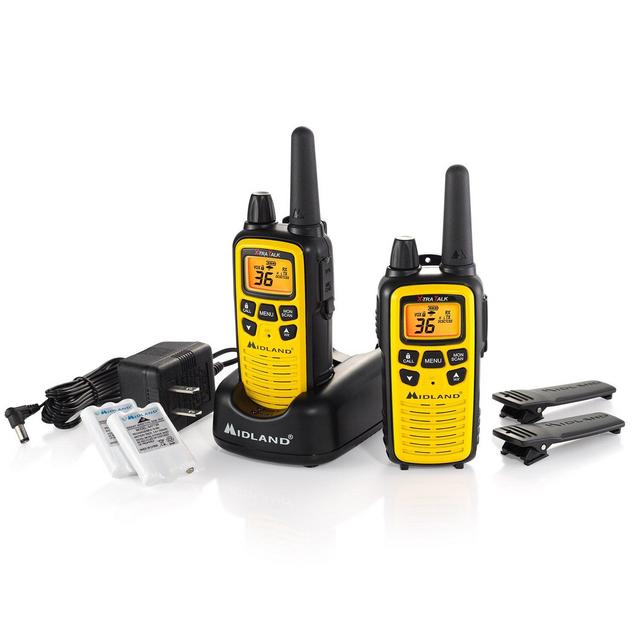 Midland - LXT630VP3, 36 Channel FRS Two-Way Radio - Up to 30 Mile Range Walkie Talkie, 121 Privacy Codes, NOAA Weather Scan + Alert (Pair Pack) (Yellow/Black)