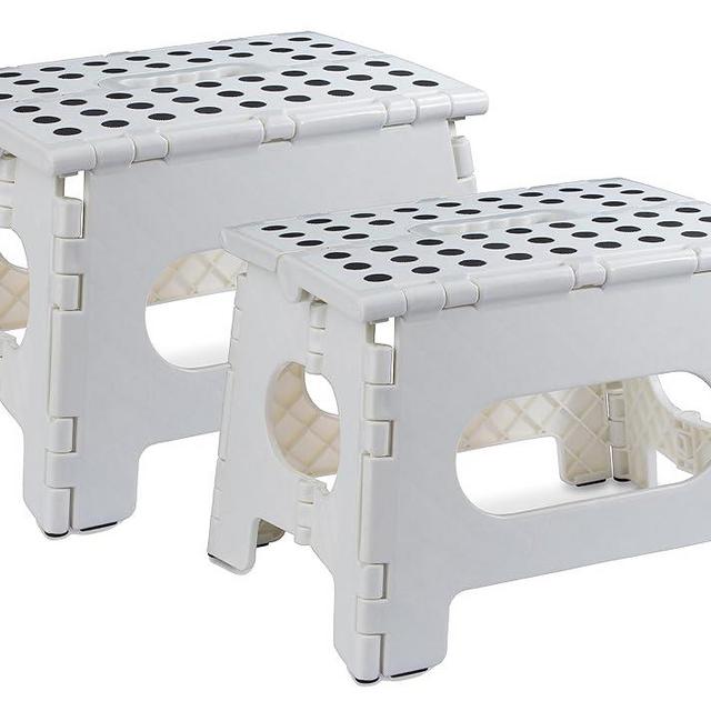 Folding Step Stool - Lightweight, Ultra-Sturdy, Portable & Multi-Functional – Ideal for Adults, Kids, and Seniors – Non-Slip Grip, Easy Storage, and High Weight Capacity. (White | 2-Pack)