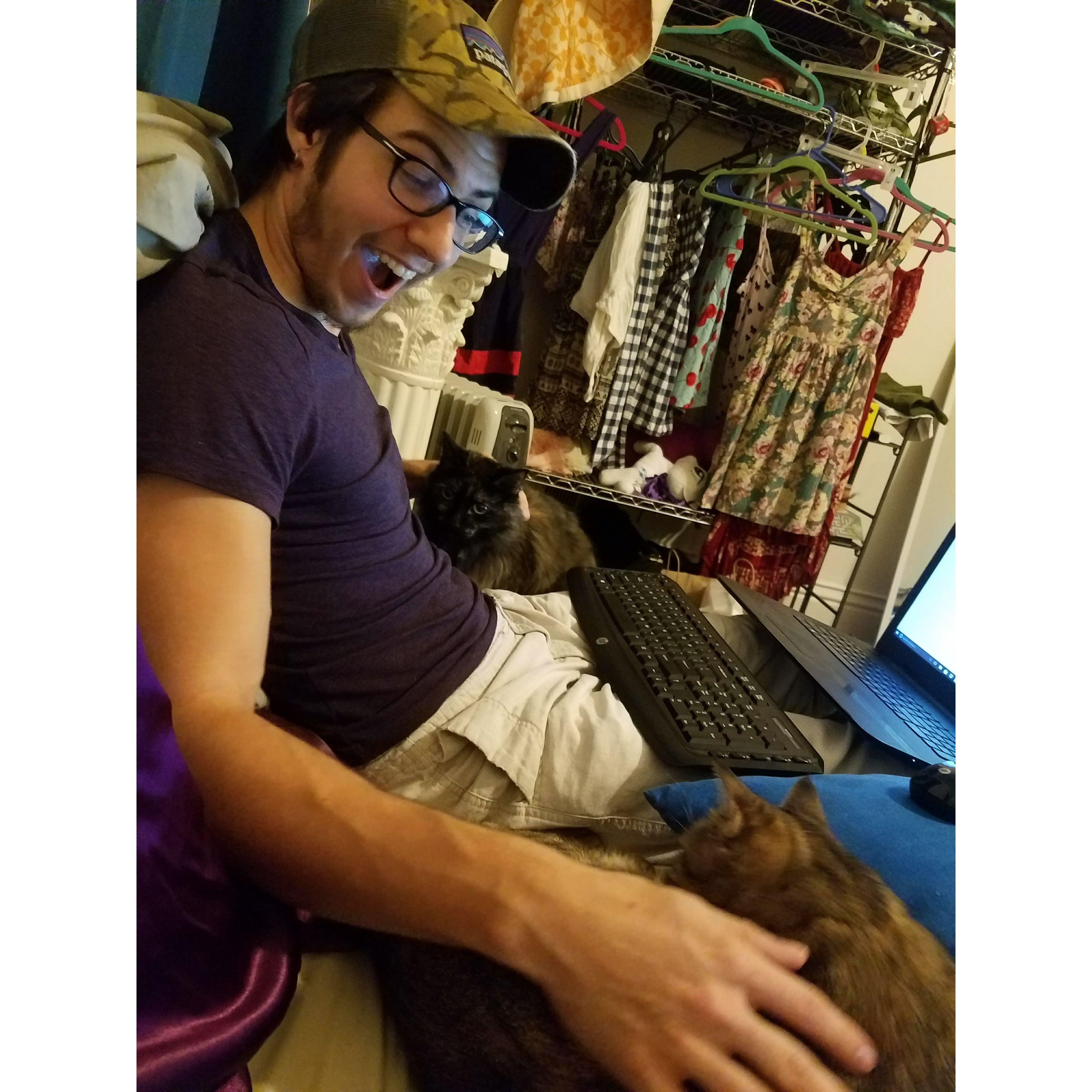 November 2016: Andrew moves in with Katlin, Chris, and the kittens!!