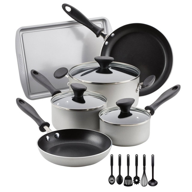 Farberware Reliance 15pc Aluminum Nonstick Cookware Set with Prestige Tools Silver