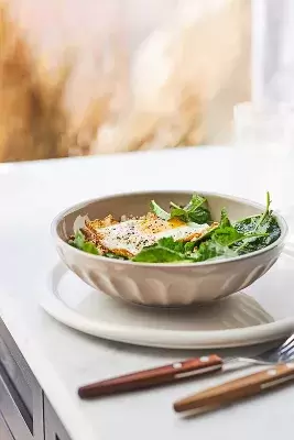 Amelie Latte Stoneware, Set of 4, Portuguese Pasta Bowls