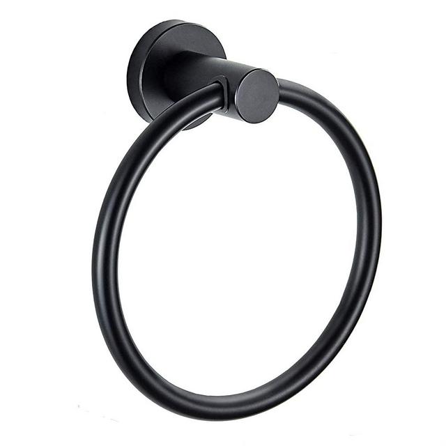 Marmolux Acc Bathroom Towel Holder Round Black Rustic Hand Towel Ring Wall Mount Heavy Duty Bath Towel Rack SUS304 Stainless Steel Towel Hanger Bathroom Accessories Matte Black