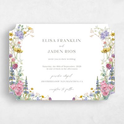 White Ticket Wedding Invitation - Harley Landscape