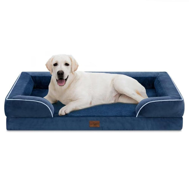 Comfort Expression PV Washable Jumbo Dog Bed for Extra Large Dogs, Waterproof Orthopedic Dog Beds, Jumbo Breed Pet Sofa Couch with Removable Cover & Non-Slip Bottom(Navy Blue)