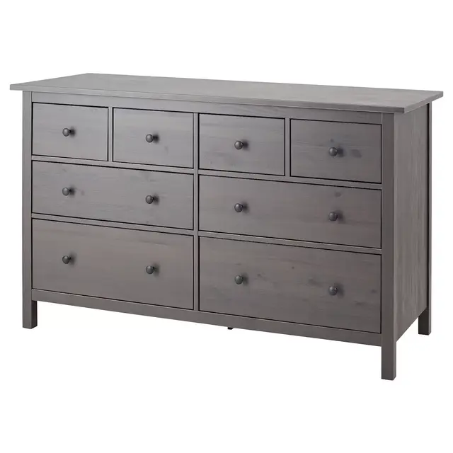 HEMNES 8-drawer dresser, dark gray stained, 63x37 3/8 "Show measurements specifications