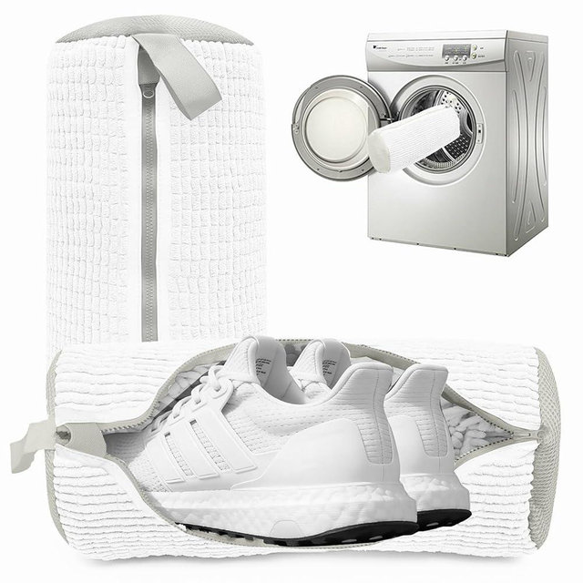 2PCS Shoes Washing Machine Bags, Laundry Shoe Bag for Washer and Dryer, Reusable and Durable Zipper Sneaker Shoe Washing Bag, Tennis Shoes Cleaning Bag for All Shoe Types (Pure white)